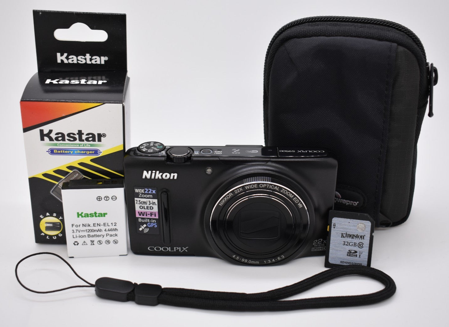 Nikon COOLPIX S9500 18.1MP Compact Digital Camera Black Bundle - FULLY TESTED ✅