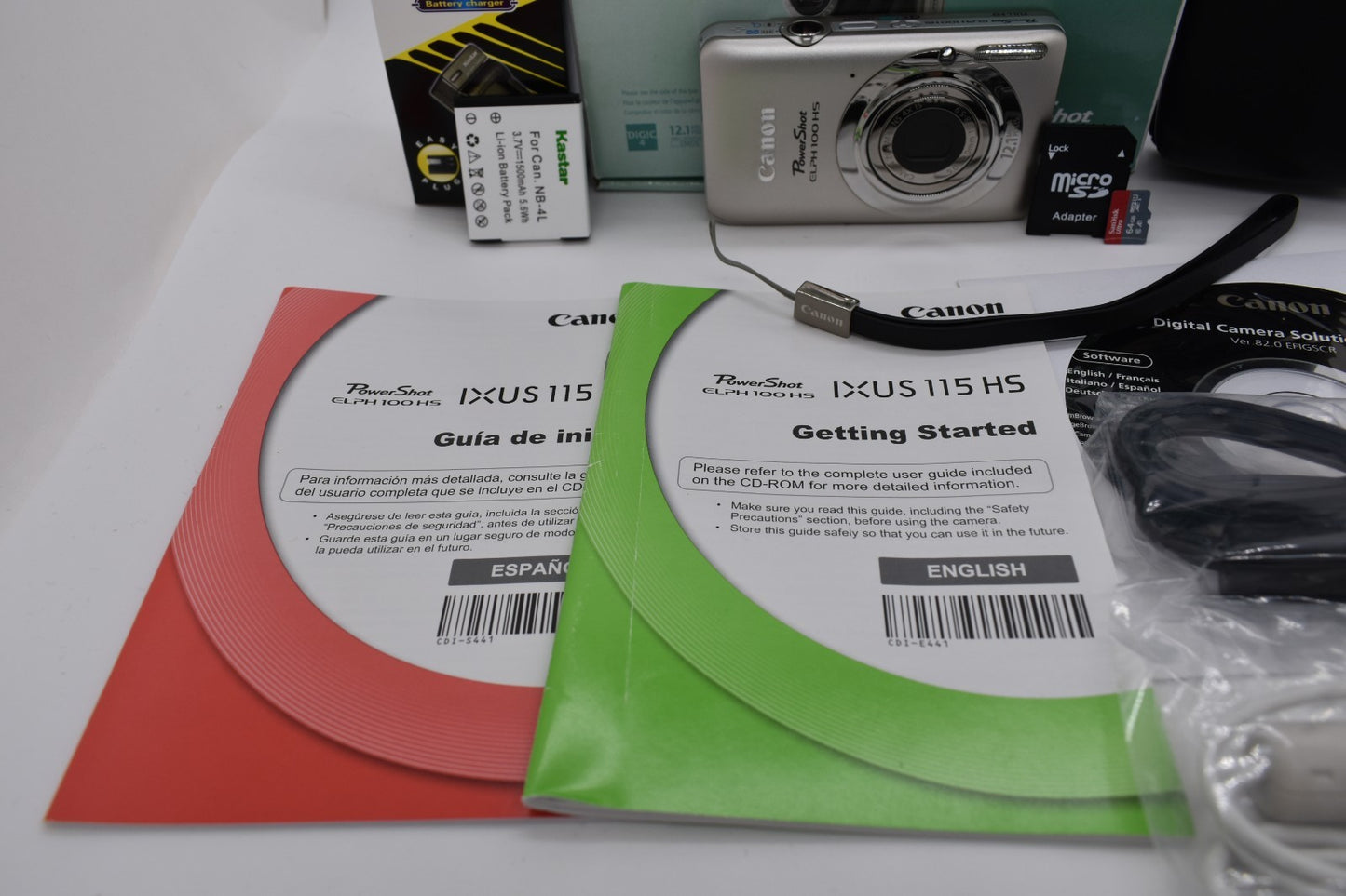 Canon PowerShot ELPH 100 HS Digital Camera Silver Complete - FULLY TESTED ✅