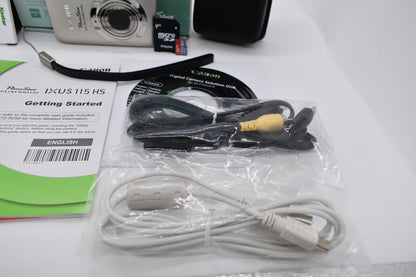 Canon PowerShot ELPH 100 HS Digital Camera Silver Complete - FULLY TESTED ✅