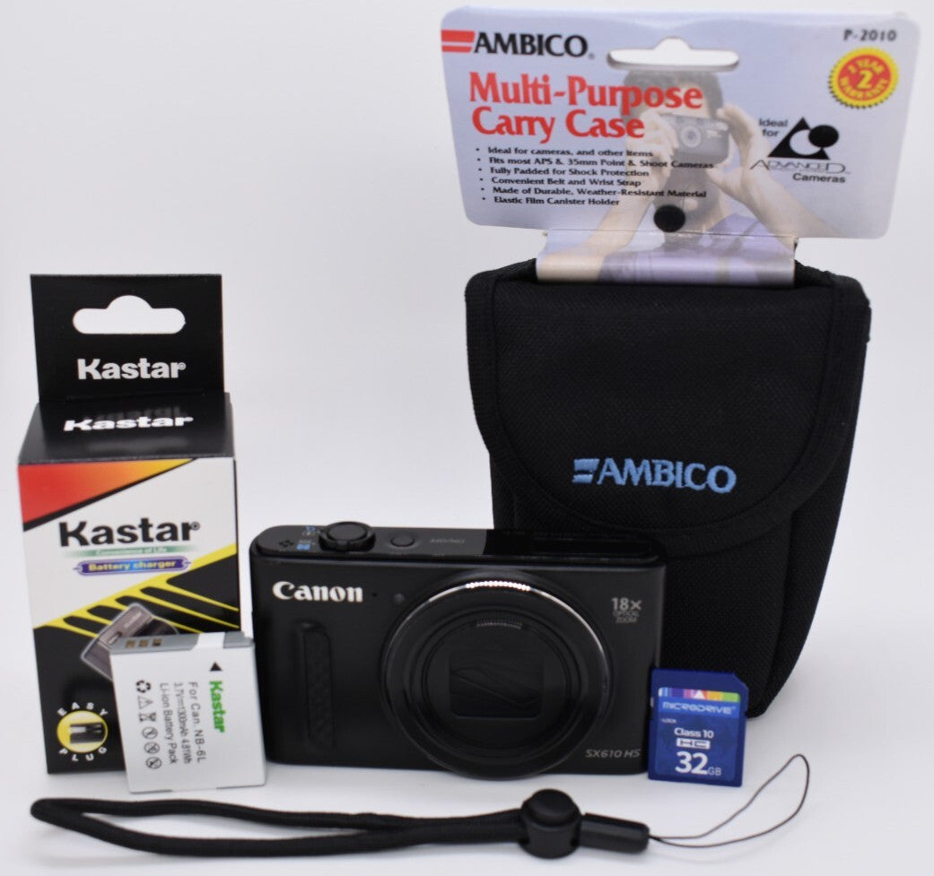 Canon PowerShot SX610 HS Black Digital Camera Bundle - FULLY TESTED WORKING ✅