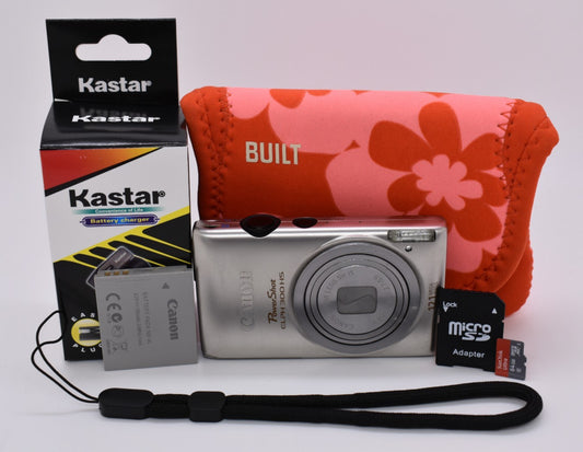 Canon PowerShot ELPH 300 HS 12.1MP Silver Digital Camera Complete