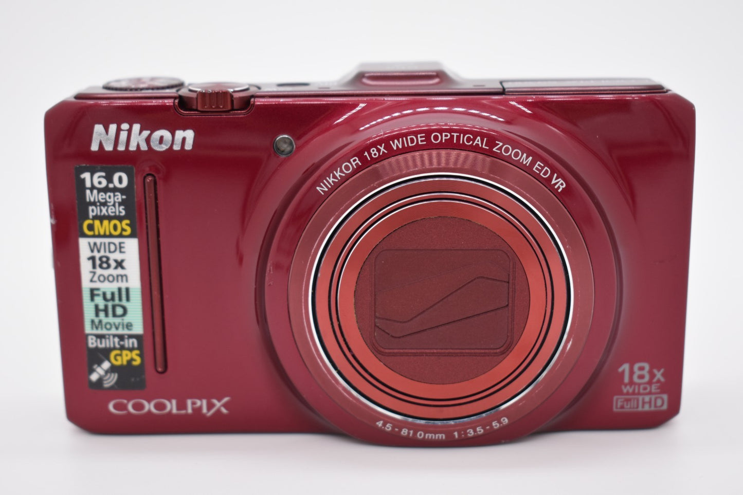 Nikon COOLPIX S9300 Compact Digital Camera Red 16.0MP Optical Zoom 18x - Tested