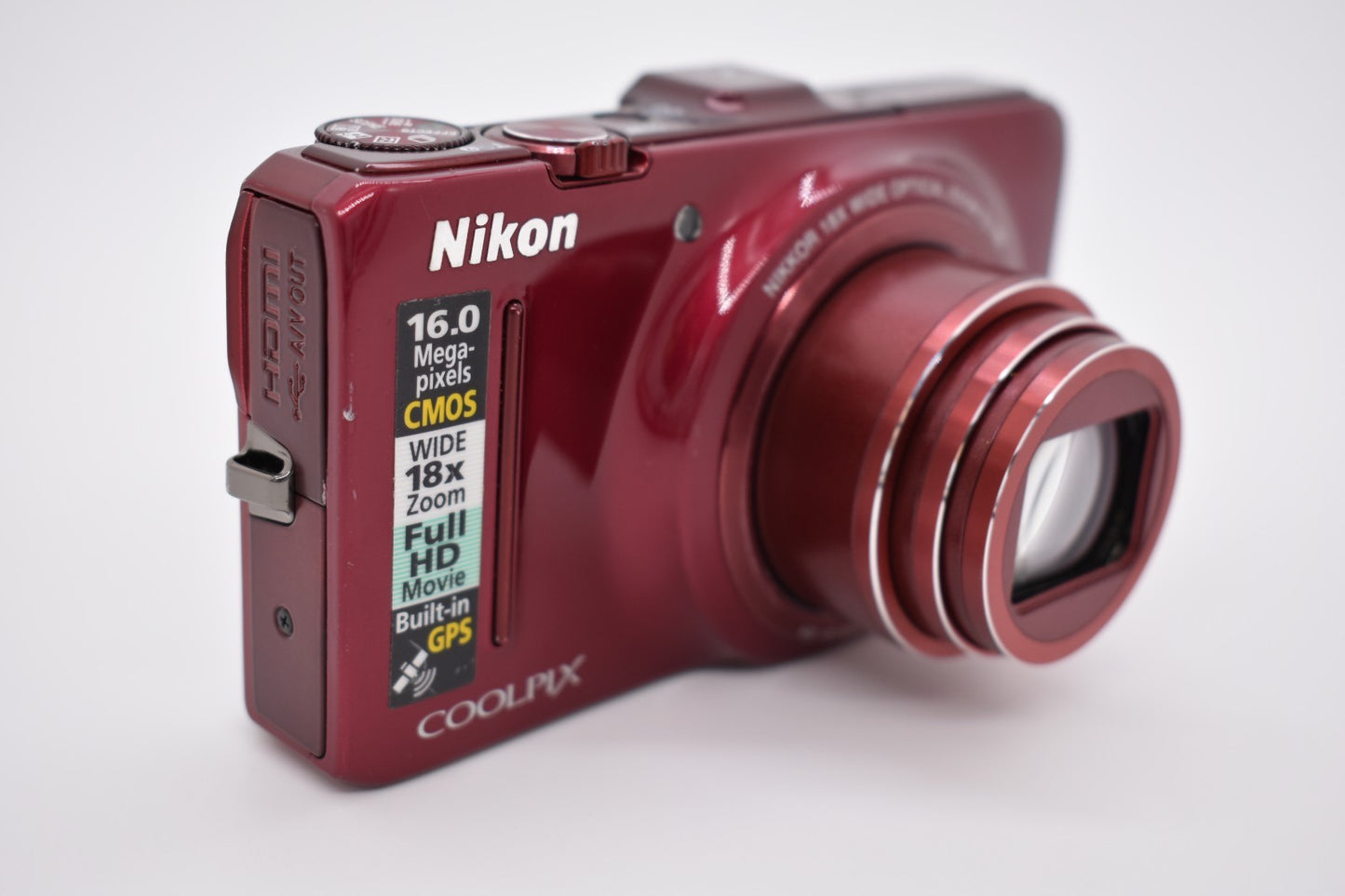 Nikon COOLPIX S9300 Compact Digital Camera Red 16.0MP Optical Zoom 18x - Tested